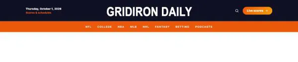 Header 32 section — Sports daily · dark with orange menu bar