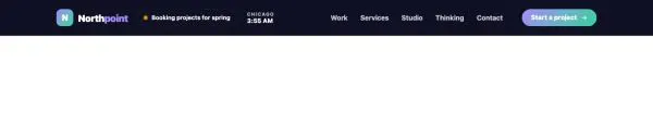Header 44 section — Design agency · dark studio header