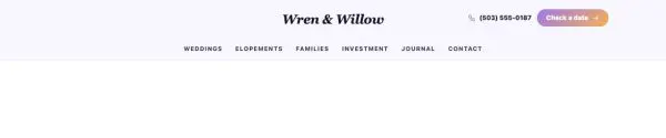 Header 51 section — Wedding photographer · centered italic