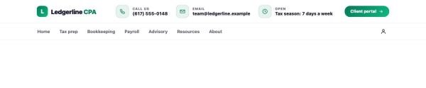 Header 56 section — CPA firm · tabs menu bar