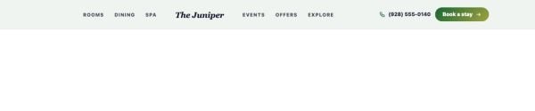 Header 64 section — Boutique hotel · split menu, book a stay
