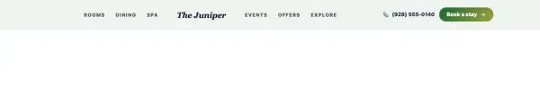 Header 64 section — Boutique hotel · split menu, book a stay