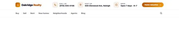 Header 65 section — Real estate · office hours + tabs
