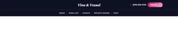 Header 69 section — Wine bar · dark, centered italic
