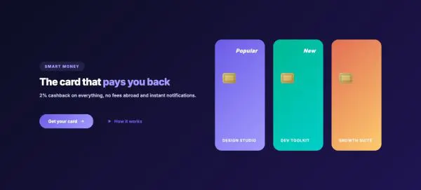 Hero 14 section — Fintech · split with 3D card