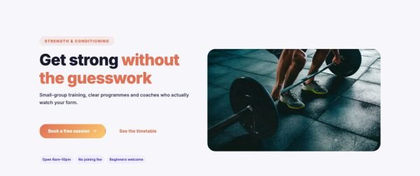 Hero 18 section — Gym · split with photo