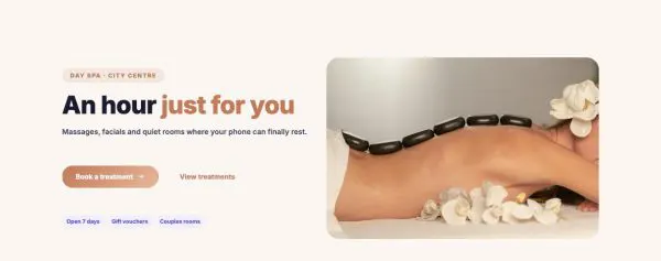 Hero 21 section — Spa · soft split
