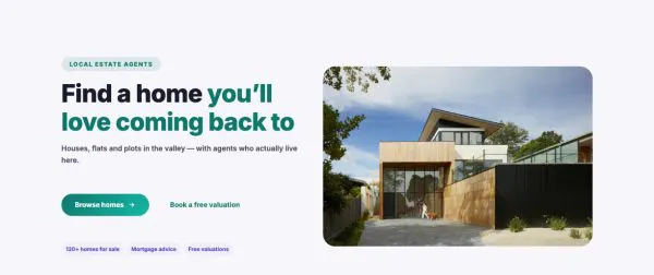 Hero 26 section — Real estate · split with house