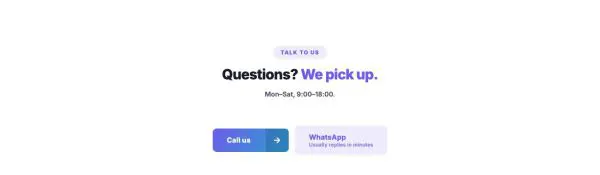 Marketing 05 section — Call and WhatsApp buttons