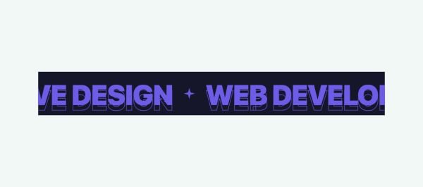 Marketing 11 section — Gradient Text Marquee · Outline, fills on hover