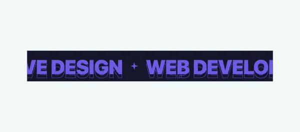 Marketing 11 section — Gradient Text Marquee · Outline, fills on hover