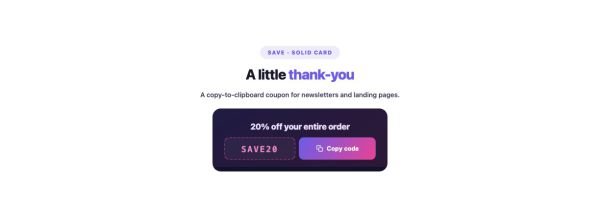 Marketing 19 section — Coupon Code Box · Solid card