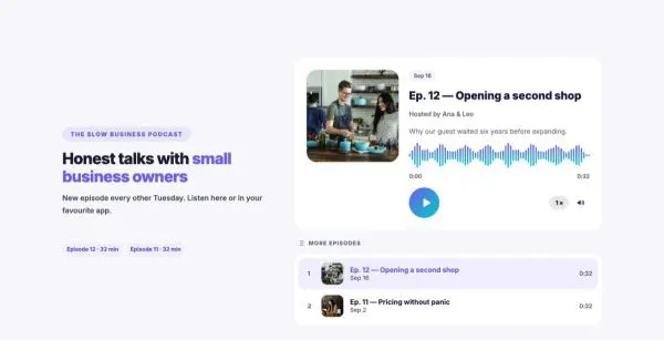 Media 01 section — Podcast episodes player
