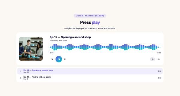 Media 12 section — Audio Player Pro · Playlist (album)