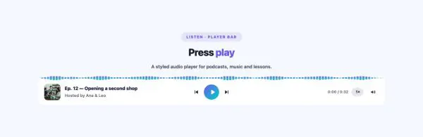 Media 14 section — Audio Player Pro · Player bar