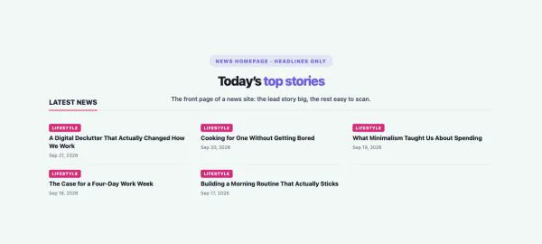 News & Magazine 09 section — Magazine Blocks · Headlines only