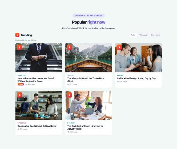 News & Magazine 29 section — Trending Posts · Ranked cards