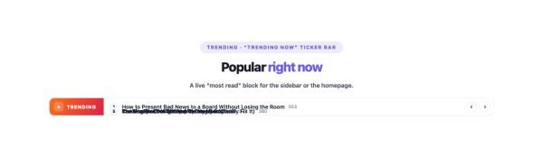 News & Magazine 31 section — Trending Posts · “Trending now” ticker bar