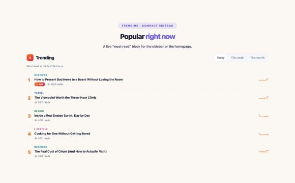 News & Magazine 33 section — Trending Posts · Compact sidebar