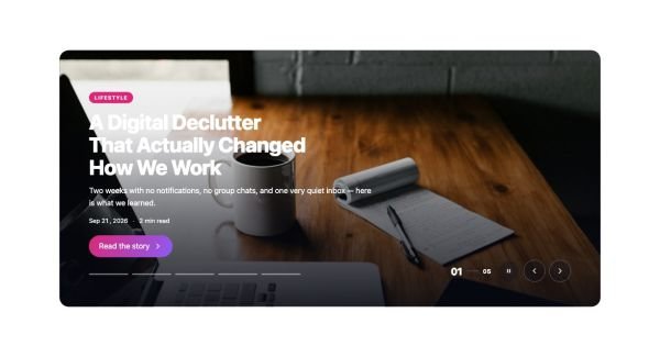 News & Magazine 36 section — Hero Slider · Full-width hero
