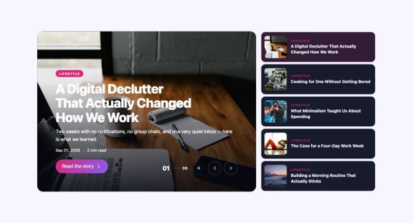 News & Magazine 37 section — Hero Slider · News: slider + headline list