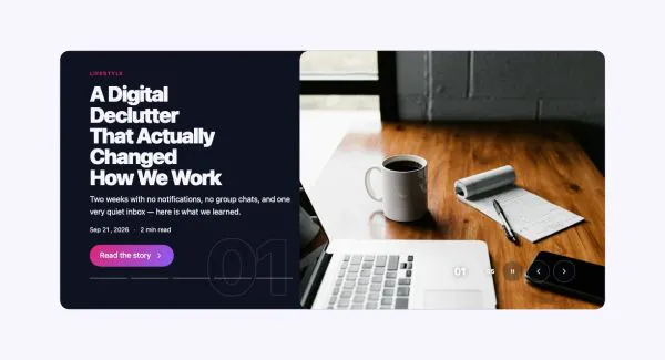 News & Magazine 42 section — Hero Slider · Minimal portfolio