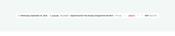 News & Magazine 44 section — News Top Bar · Classic — date · ticker · extras
