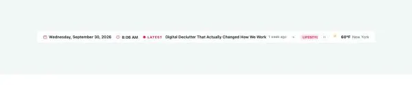 News & Magazine 44 section — News Top Bar · Classic — date · ticker · extras