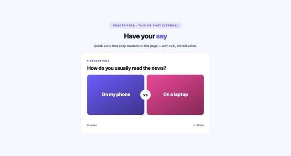 News & Magazine 66 section — Reader Poll · This or that (versus)