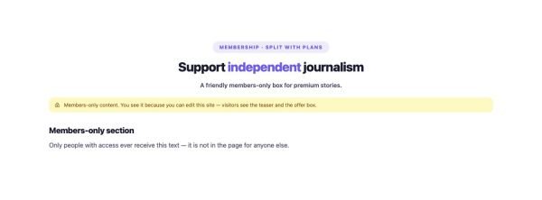 News & Magazine 72 section — Paywall / Content Lock · Split with plans