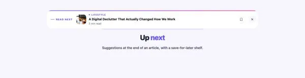News & Magazine 88 section — Read Next · Pop-up · bottom bar with progress