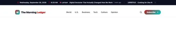 News & Magazine 92 section — Daily paper · date bar + classic header
