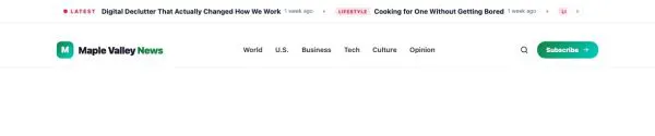 News & Magazine 96 section — Headline ticker + local news header