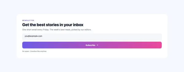 Newsletter 05 section — Newsletter · Stacked fields