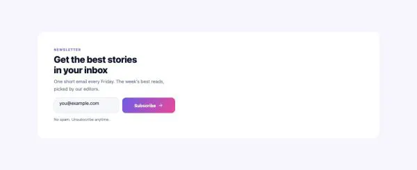 Newsletter 07 section — Newsletter · Split with image