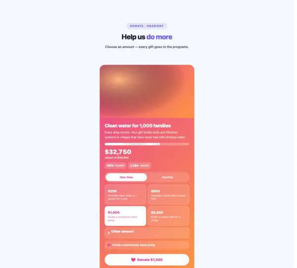 Nonprofit 03 section — Donation / Fundraising Box · Gradient