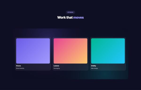 Portfolio 08 section — Custom cursor showcase