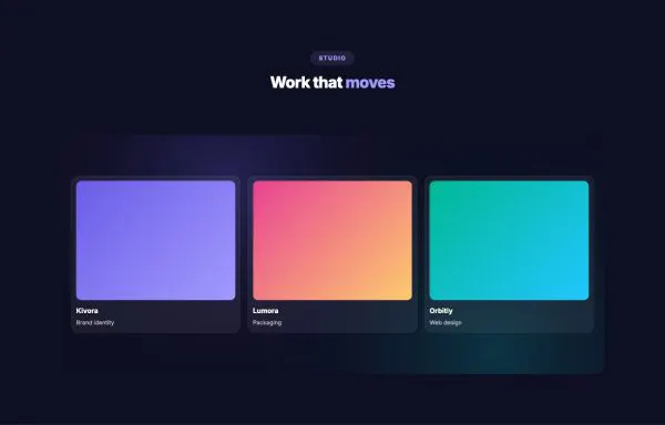 Portfolio 08 section — Custom cursor showcase