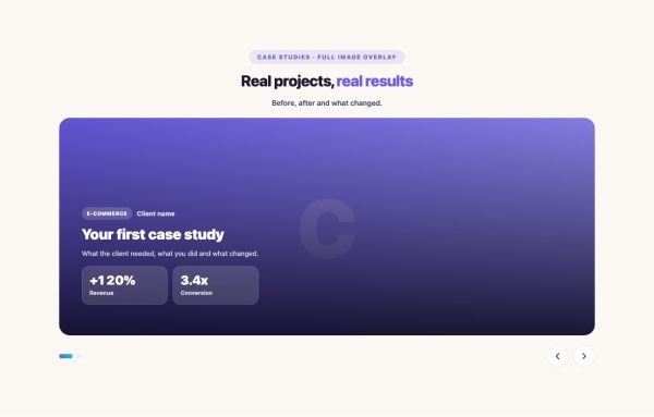 Portfolio 13 section — Case Study Slider · Full image overlay
