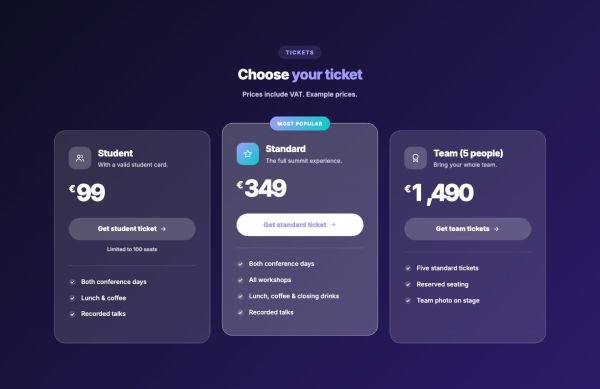 Pricing 07 section — Event tickets