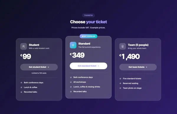 Pricing 07 section — Event tickets