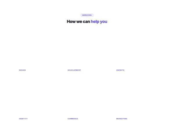 Services 01 section — Photo cards · reveal on hover
