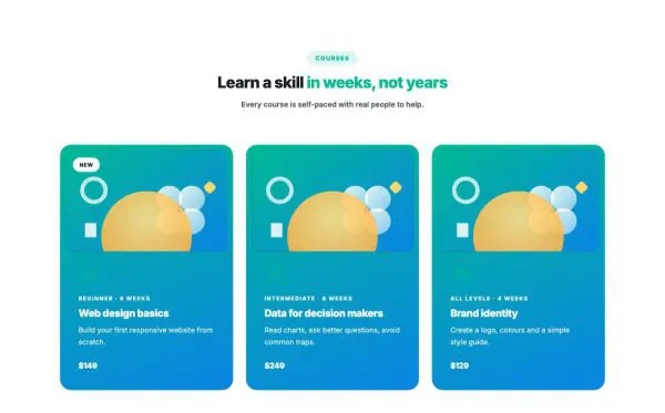 Services 09 section — Online courses · cards