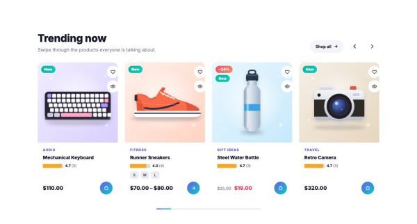 Shop 03 section — Product carousel