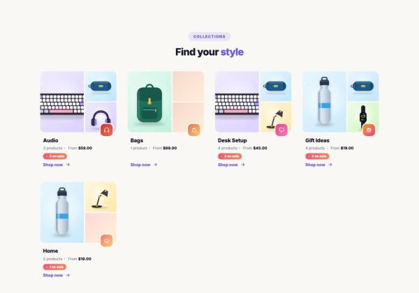 Shop 06 section — Categories · collage