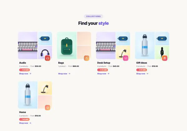 Shop 06 section — Categories · collage