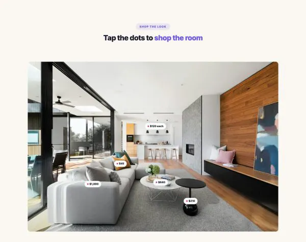 Shop 14 section — Shop the look · living room