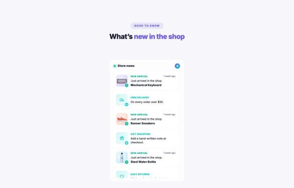 Shop 16 section — Store news feed