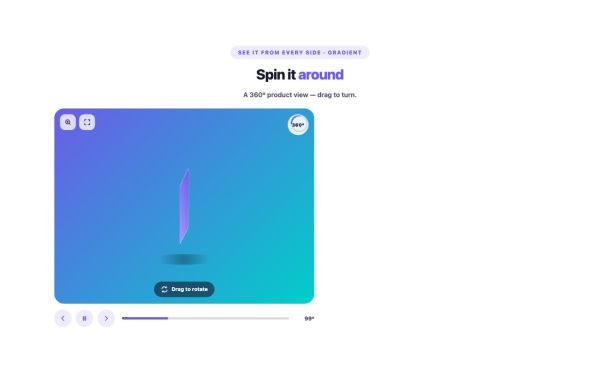 Shop 18 section — 360° Product Viewer · Gradient