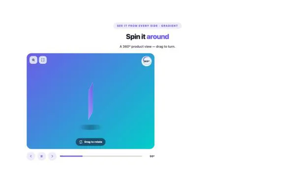 Shop 18 section — 360° Product Viewer · Gradient